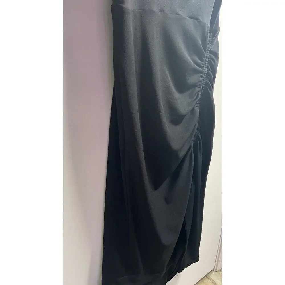 Anthropologie Cowl Neck Strappy Black Smocked Bodycon Event Party Dress Sz S NEW - Picture 7 of 14